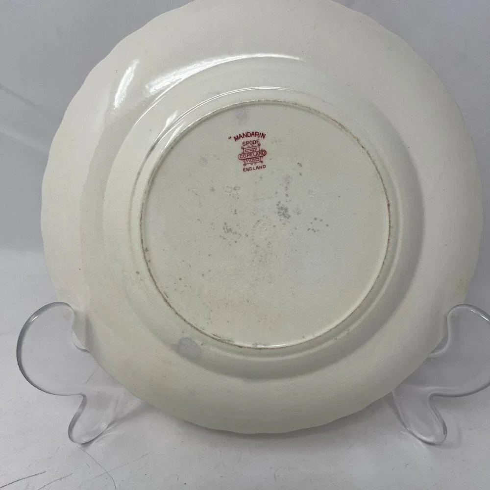 Spode Copeland Mandarin Luncheon Plate Red White Chelsea No Trim 9‎ Inch B VTG